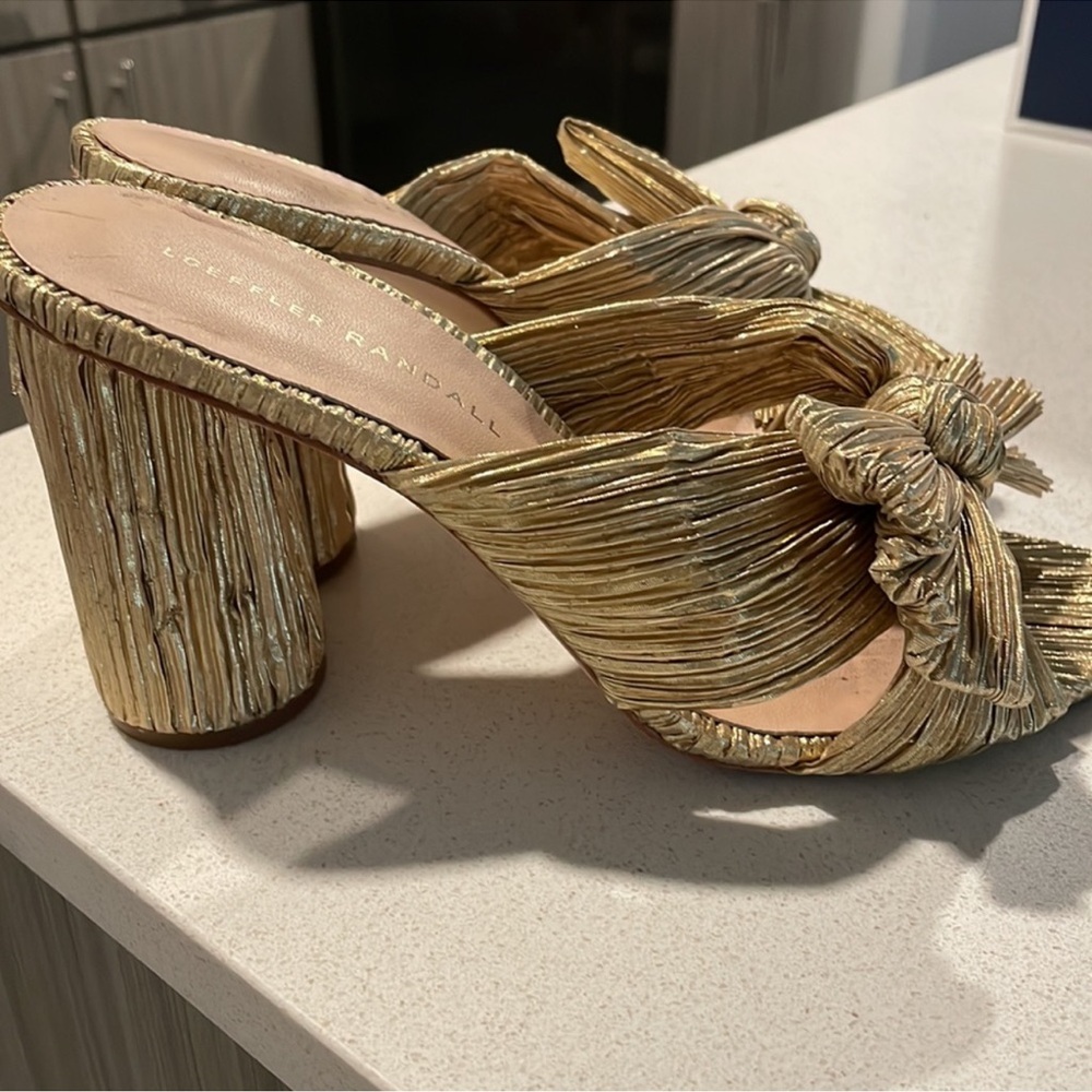Loeffler Randall Penny Knot Gold Mules - Picture 7 of 8